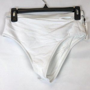 Vitamin A Women’s High Waist White Bikini Bottom Size Large, Cheeky